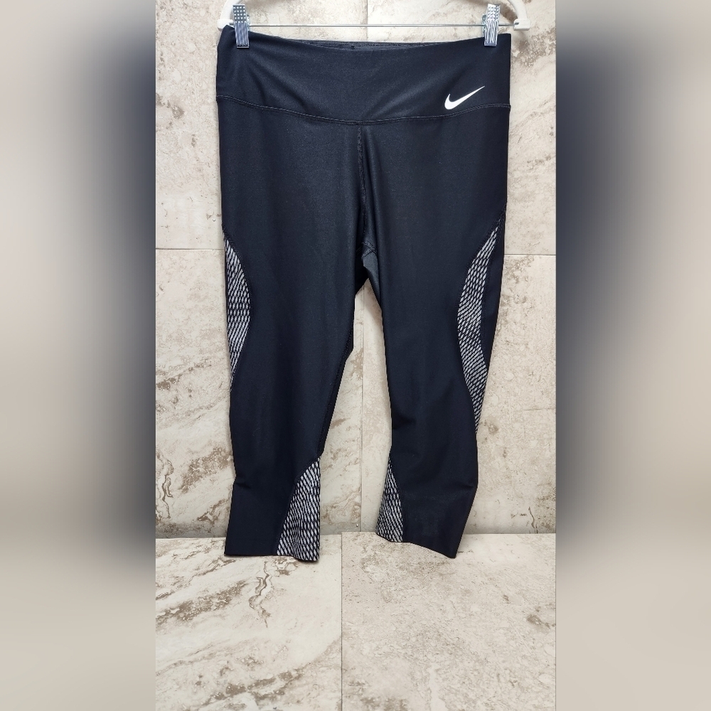 Nike Leggings Womens Large Black Fitness Workout Lounge Tapered Leg Ladies 15x28